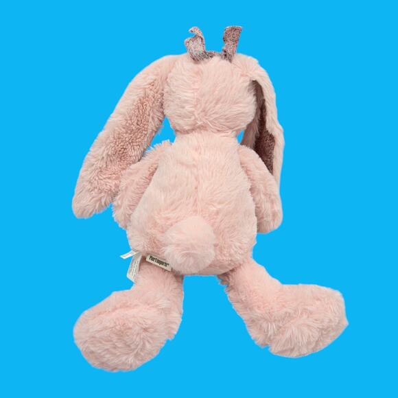 Pier 1 One Imports Easter Bunny Rabbit Soft Pink Plush Floral Ears Stuffed Toy - Picture 10 of 13